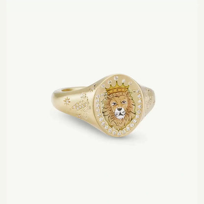 Luckacco 2025 New Finger Ring Copper Gold Color Plated Metal Tarot Enamel Stainless Steel Rings for Women Jewelry