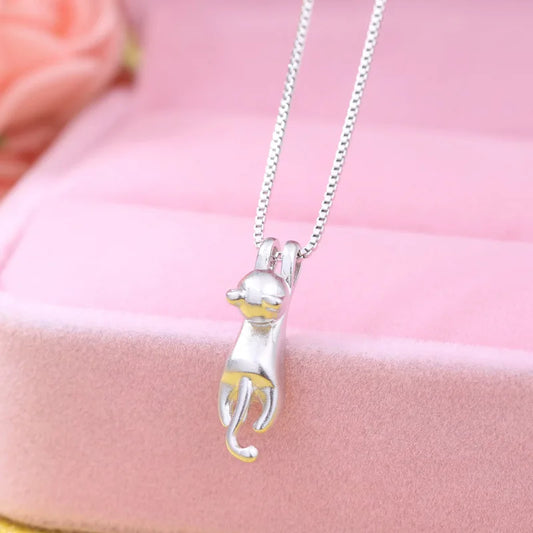Luckacco Vintage 925 Sterling Silver Cat Necklaces For Women Luxury Elegant Jewelry Choker Jewellery Money 925