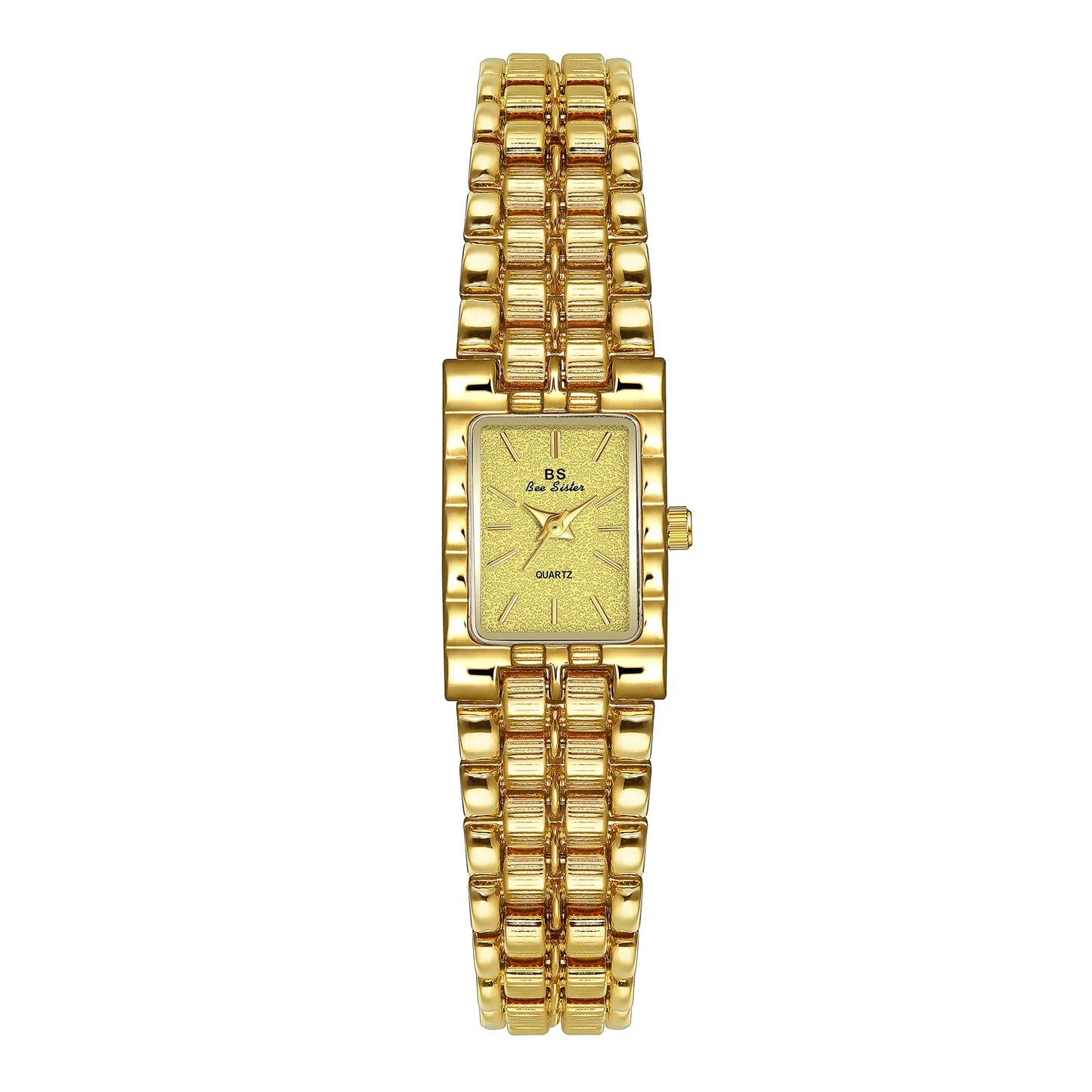 luckacco light luxury retro gold rectangle classic watches for women fashion stainless steel womens watch vintage quartz wristwatches