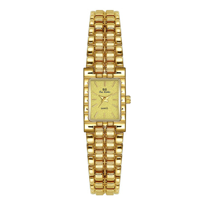 Luckacco Light Luxury Retro Gold Rectangle Classic Watches For Women Fashion Stainless Steel Womens Watch Vintage Quartz Wristwatches