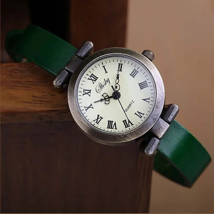 luckacco shsby new fashion hot-selling female antique bronze leather watch roma vintage watch women dress watches