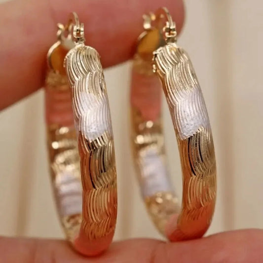 Luckacco Golden Hoop Earrings Bohemian Style Alloy Earrings Exquisite Gift Women's Daily Casual Earrings