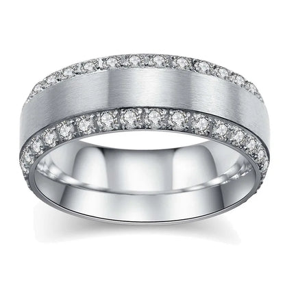 Luckacco Sweet romantic couple men stainless steel ladies wedding ring set valentine's day jewelry