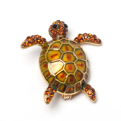 Luckacco Enamel Turtle Brooches For Women Luxury Designer Classic Unique Personality Animal Brooch Pins Jewelry Gift