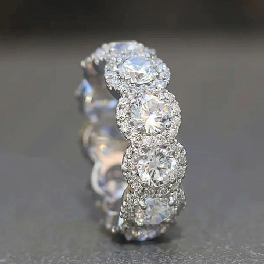 Luckacco daily picks Sparkling Cubic Zirconia Promise Rings for Women Wedding Engagement Bands Silver Color New Modern Fashion Female Jewelry