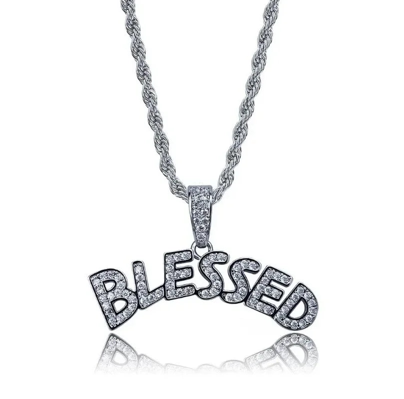luckacco hip hop ice out zircon letter otf letter pendant necklace for men and women fashion rock party jewelry gift