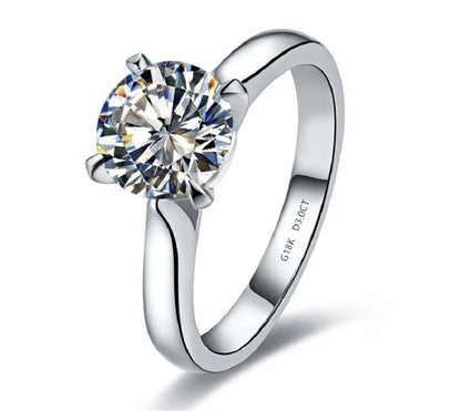 Luckacco Genuine White Gold 18K Ring 3CT 9mm Moissanite Diamond Engagement Ring For Women Certified AU750 Gold Ring Brilliant Forever