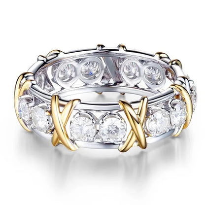 Luckacco Luxury 925 Sterling Silver Ring Interlaced Zircon Crystal Ring for Woman Engagement Wedding Jewelry Gift Accesorios Mujer