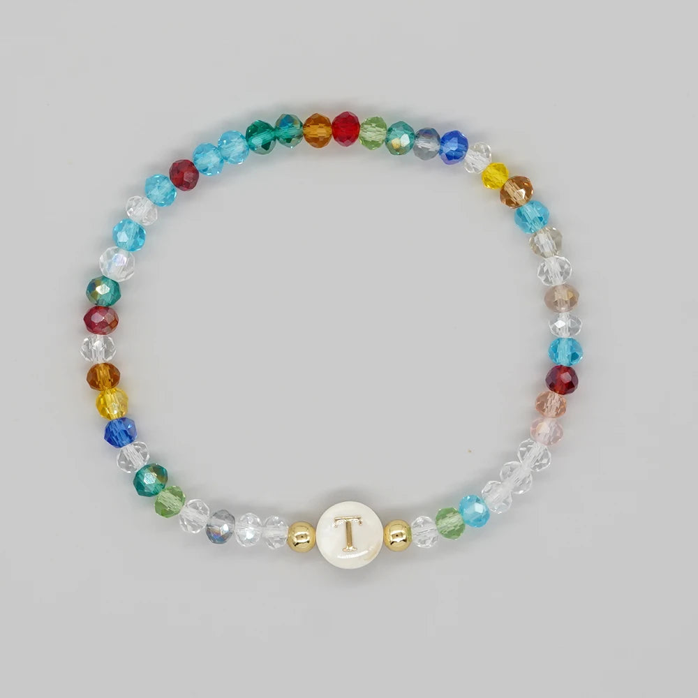 luckacco go2boho crystal shell letter a-z bracelets for women boho summer beach lucky fashion trend jewelry accessories surprise gifts