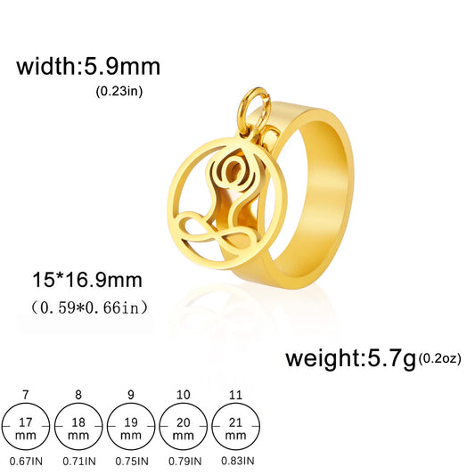 Luckacco Unift Women Stainless Steel Charms Rings Flower Leaf Spider Paw Pendant Finger Ring Fashion Minimalist Couple Jewelry