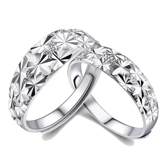Luckacco High-quality Couple Wedding Ring for Woman Men 2Pcs Love Heart Zircon Adjustable Rings Fashion Stainless Steel Engaged Jewelry
