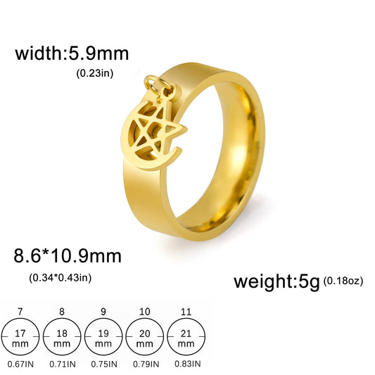 Luckacco Unift Women Stainless Steel Charms Rings Flower Leaf Spider Paw Pendant Finger Ring Fashion Minimalist Couple Jewelry