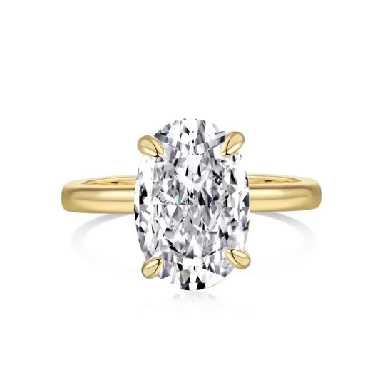 Luckacco Exquisite Gold Silver Color Rings for Women Oval Dazzling Zircon Jewelry Bride Wedding Anniversary Gift for Wife&Girlfriend