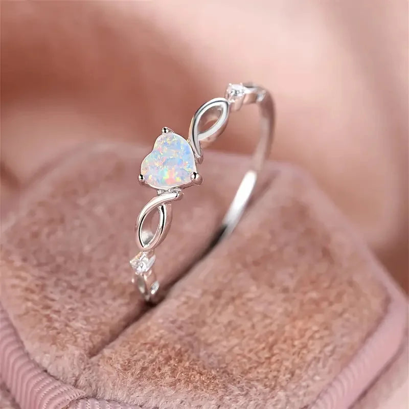 luckacco love heart stone rings for women rose gold silver color wedding band bridal engagement jewelry mother's day gift кольцо женское