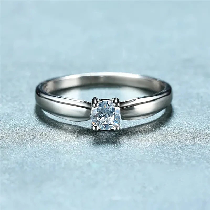 luckacco daily picks single round cubic zircon rings for women engagement wedding band accessories simple elegant female rings fashion jewelry