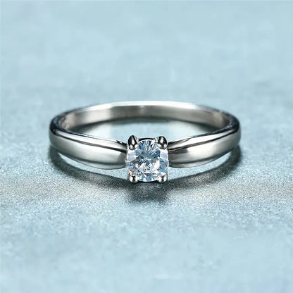 Luckacco daily picks Single Round Cubic Zircon Rings for Women Engagement Wedding Band Accessories Simple Elegant Female Rings Fashion Jewelry