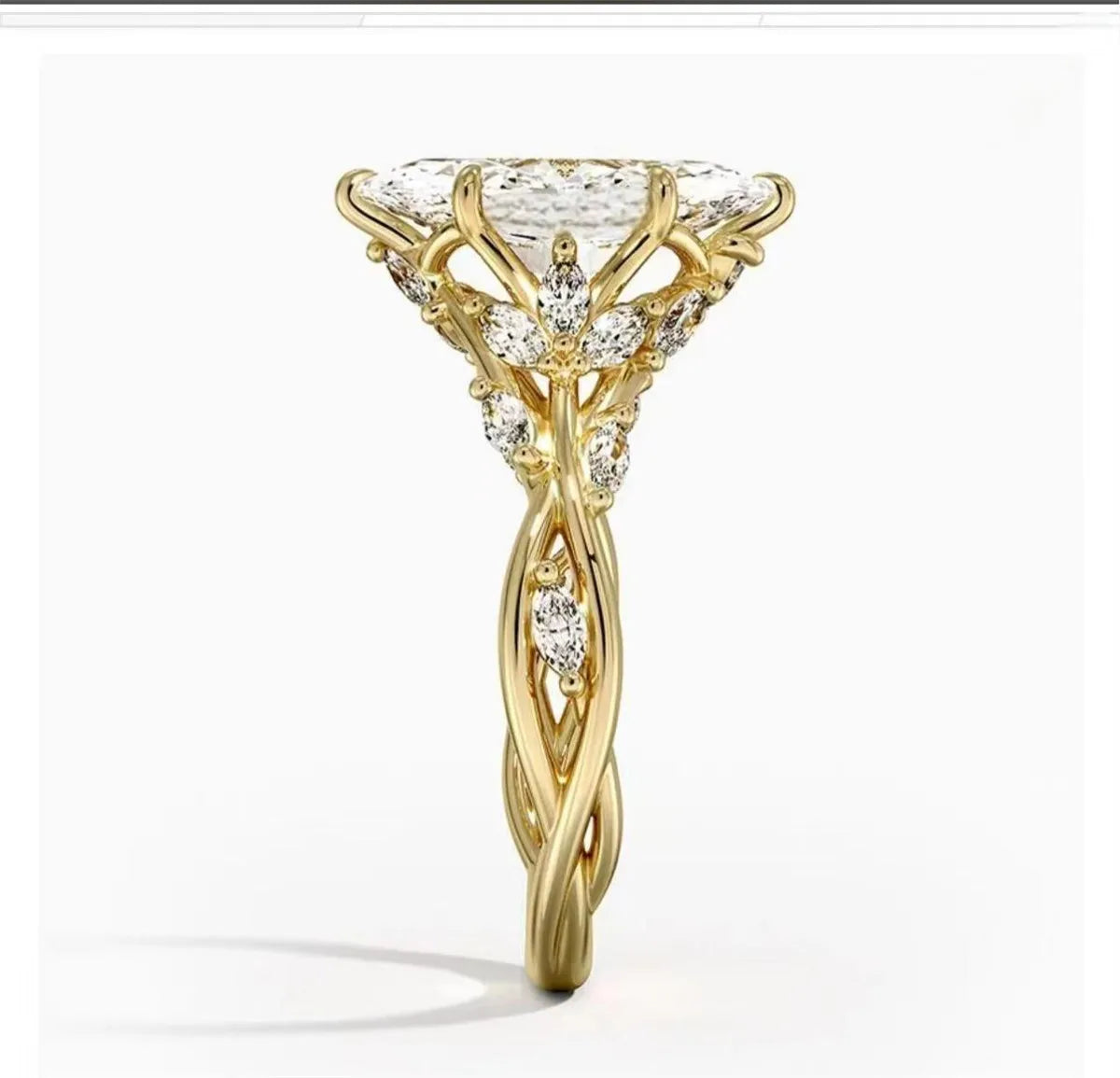 luckacco 10k solid real gold lab grown diamond wedding ring for female igi horse eye 2 carat cvd vine design engagement ring for female