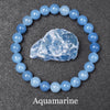 Luckacco Natural Aquamarins Quartzs Beads Bracelet Women Men 6mm 8mm Sky Blue Stone Round Bead Bracelet Elastic Rope Energy Jewelry Gift