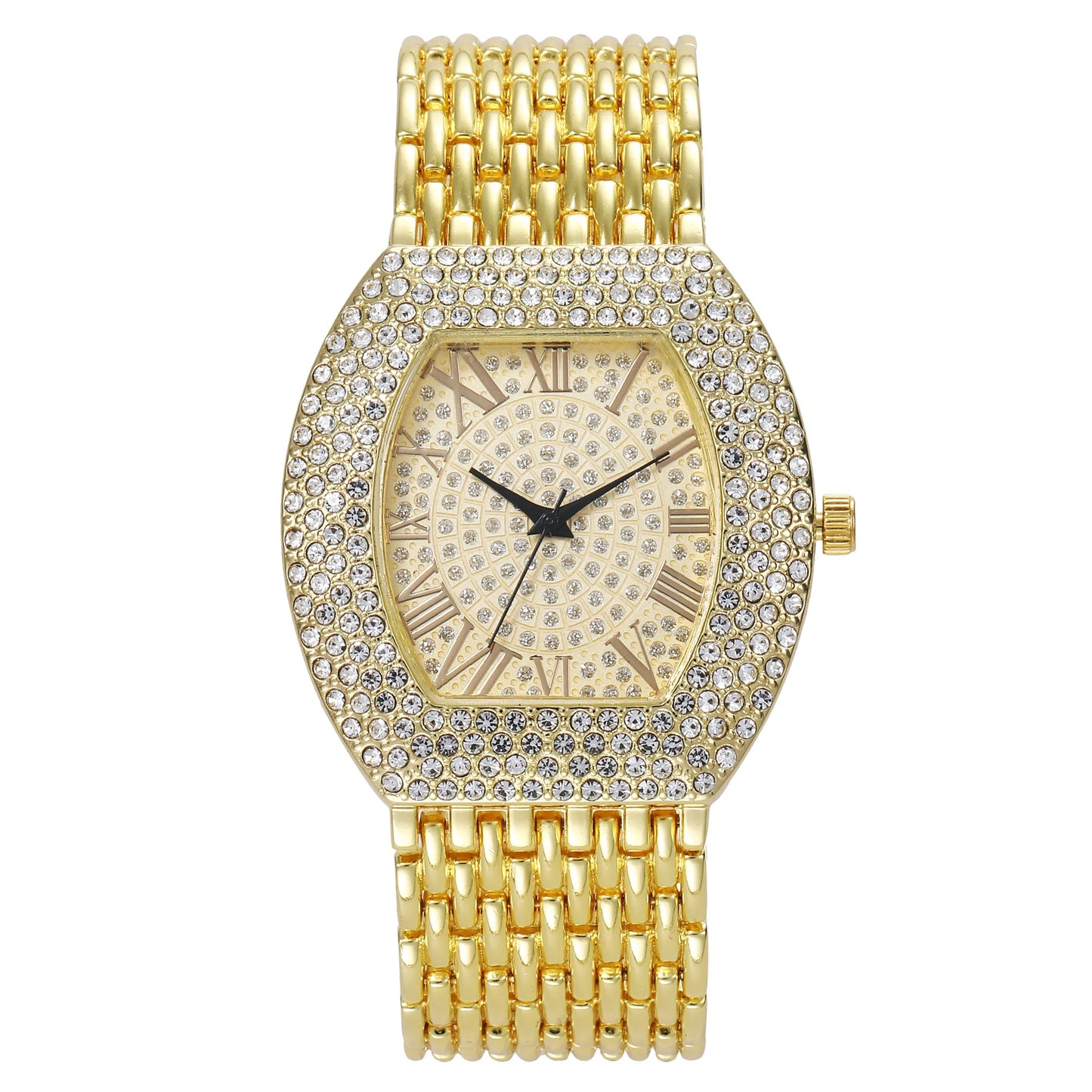 luckacco uthai h64 women's full diamond watch temperament gold steel band barrel shaped full sky star vintage fashion quartz wristwatches
