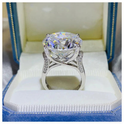 Luckacco Luxury Huge 20ct Pink Moissanite Diamond Ring Real 925 Sterling Silver Party Wedding Band Rings for Women Men Engagement Jewelry