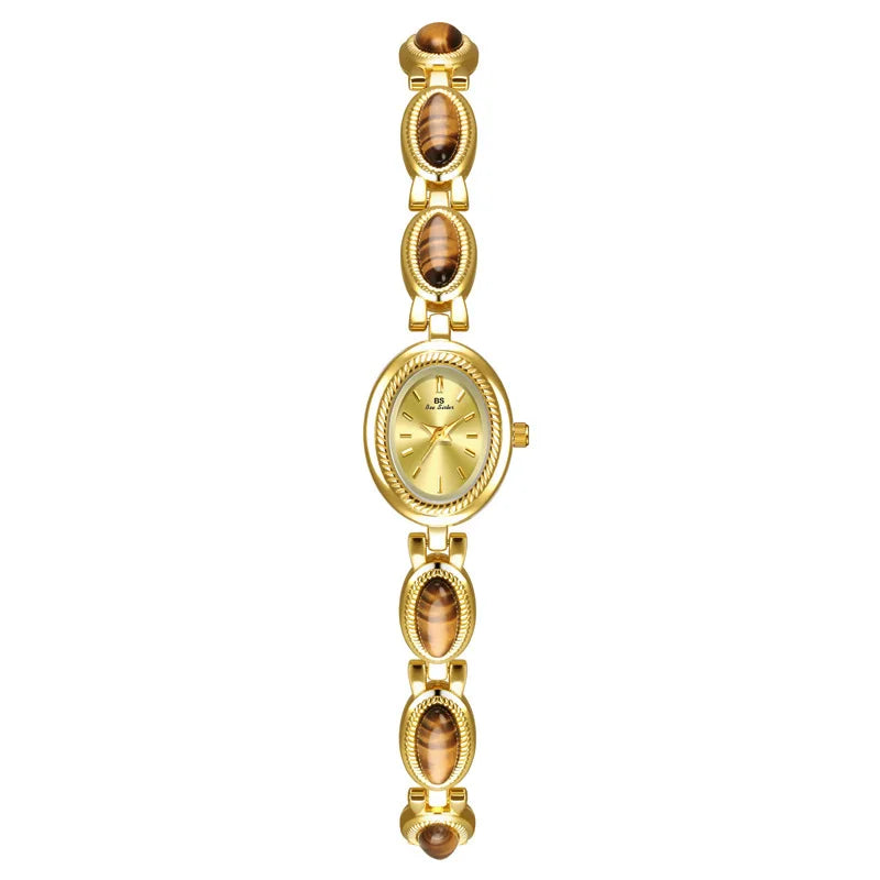 luckacco oval rhinestone 2025 ladies wrist watches top brand luxury for women bracelet watches gold relogio feminino dropshipping fashion
