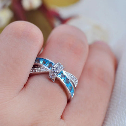 Luckacco Classic 925 Sterling Silver diamond rings For Women Colored zircon size 6-10 Fashion wedding accessories Party Gift Jewelry