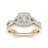 Luckacco Charm Square Round Gold Color White Stone Rings Set Fashion Metal Party Rings for Women Jewelry