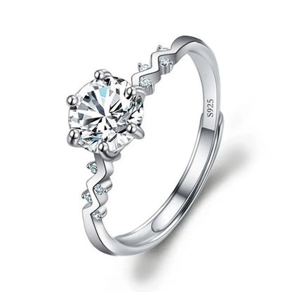 Luckacco Never Fade Luxury Classic 18K White Gold Color Ring Solitaire 2 Carat Zirconia Diamant Wedding Band Women Jewelry Accessories