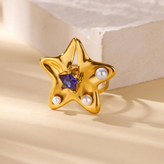 Luckacco Luxury Zircon Geometric Rings for Women Gold Color Adjustable  Stainless Steel Heart Flower Ring Wedding Fashion Jewelry Gift