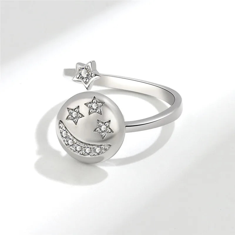 luckacco ethnic mandala flower finger rings for women girls rotating rose sun planet anxiety knuckle ring anti stress jewelry
