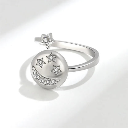Luckacco Ethnic Mandala Flower Finger Rings for Women Girls Rotating Rose Sun Planet Anxiety Knuckle Ring Anti Stress Jewelry