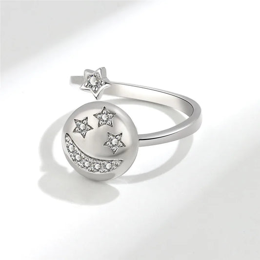 Luckacco Ethnic Mandala Flower Finger Rings for Women Girls Rotating Rose Sun Planet Anxiety Knuckle Ring Anti Stress Jewelry