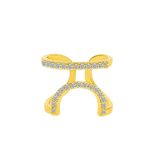 Luckacco New In 2023 Luxury Nail Ring Micro Paved Crystal Phalanx Finger Manicure Joint Cuticle Rings For Women Trend Jewelry
