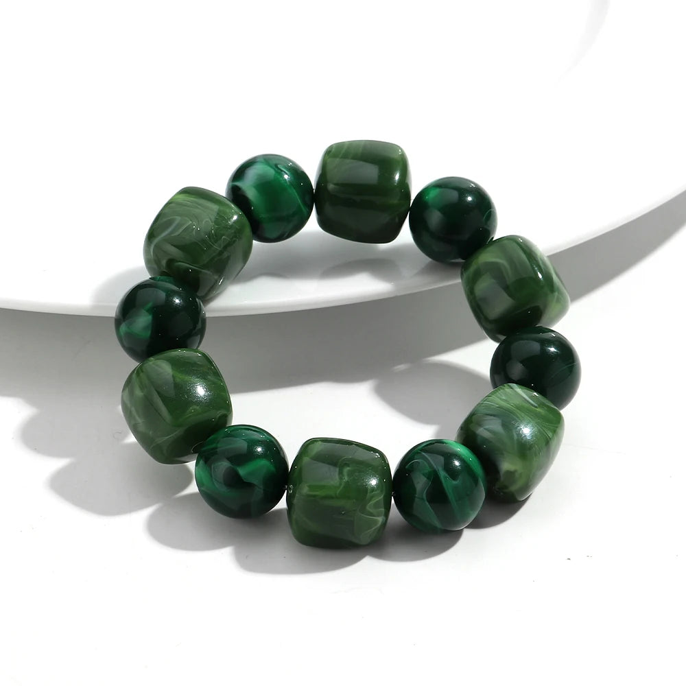 luckacco acrylic chunky irregular square round beaded bracelet for women european and american simple bracelet fashion hand accessories