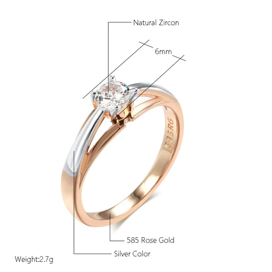 Luckacco Kinel Hot Bride Wedding Rings Luxury 585 Rose Gold Silver Color Mix Natural Zircon Setting Slim Design Daily Jewelry For Women