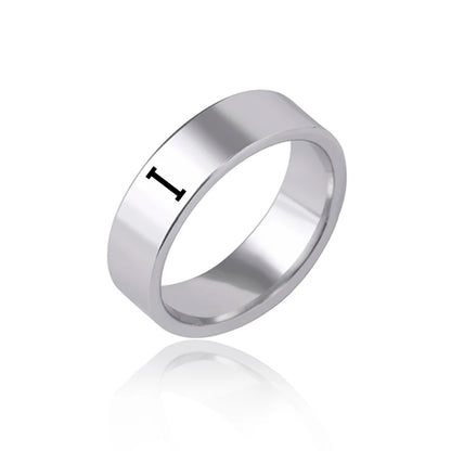Luckacco Fashion 26 English Initial Letter Ring Stainless Steel Engraved Name Rings For Women Birthday Gifts