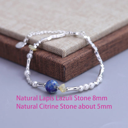 Luckacco VENTFILLE 925 Sterling Silver 6mm Shell Pearl Glass Bead Star Bracelet For Women Gift Crushed Silver Jewelry