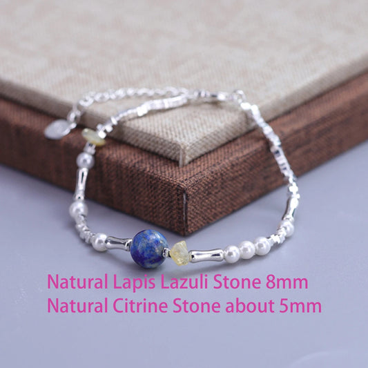 Luckacco VENTFILLE 925 Sterling Silver 6mm Shell Pearl Glass Bead Star Bracelet For Women Gift Crushed Silver Jewelry