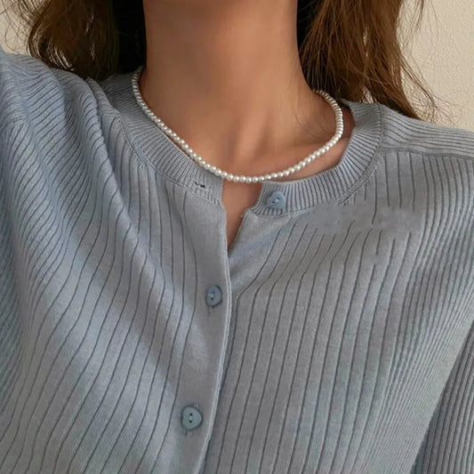 Luckacco Imitation Pearl Trendy Love Heart  Choker Necklace Female Personality Party Fashion Clavicle Collier Colar Perlas Collar Gift