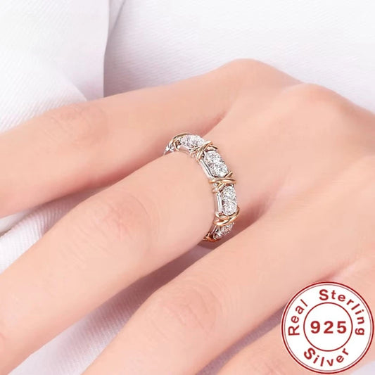 Luckacco Luxury 925 Sterling Silver Ring Interlaced With Aaa Zircon Crystal Ring For A Woman'S Engagement Jewelry Gift