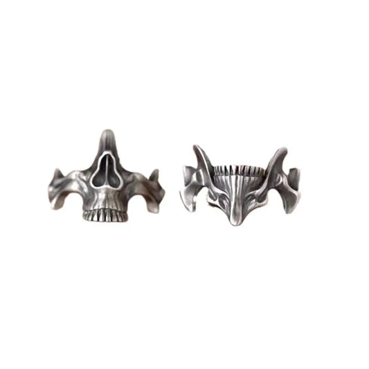 Luckacco Yhpup2Pcs Vintage Gothic Steel Skull Mask Rings Skull Mask Design Alloy Finger Rings Set for Men Women  Creative Punk Mens Rings