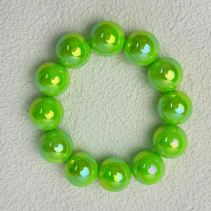 luckacco european and american contrasting color laser beaded resin bracelet beads 16mm f