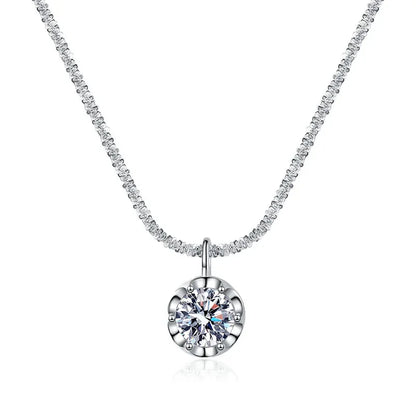 Luckacco 1/2CT Glassic Sparkling Round Cut Moissanite Pendant for Women Test Passed Lab Grown Diamond 925 Sterling Silver Elegant