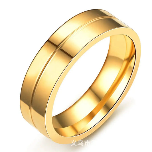 Luckacco Fashion Women Men Couples AAA CZ Stainless Steel 18K Gold Plated Cubic Zirconia Wedding Band Ring 1pc