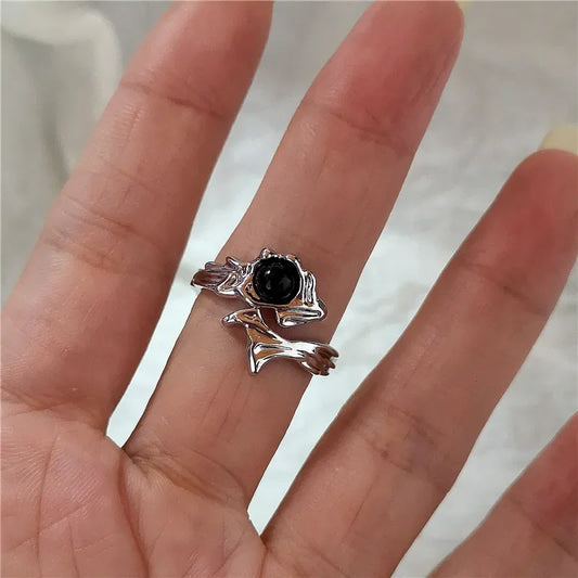 Luckacco Kpop Goth Punk Vintage Aesthetic Geometric Irregular Star Silver Color Ring For Women Egirl Grunge Y2K EMO Jewelry Accessories