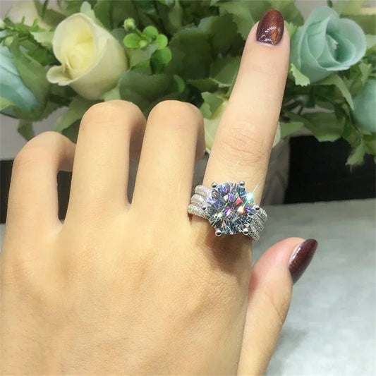 Luckacco Modern Women's Wedding Rings Brilliant Crystal Cubic Zirconia High-quality Silver Color Female Ring Engagement Jewelry