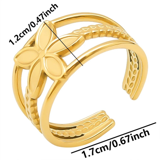 Luckacco Oval Square Leaf Heart Sun Base Open Adjustable Ring DIY Rhinestone Oil Drop Stainless Steel Rings For Women Men Jewelry Bagues