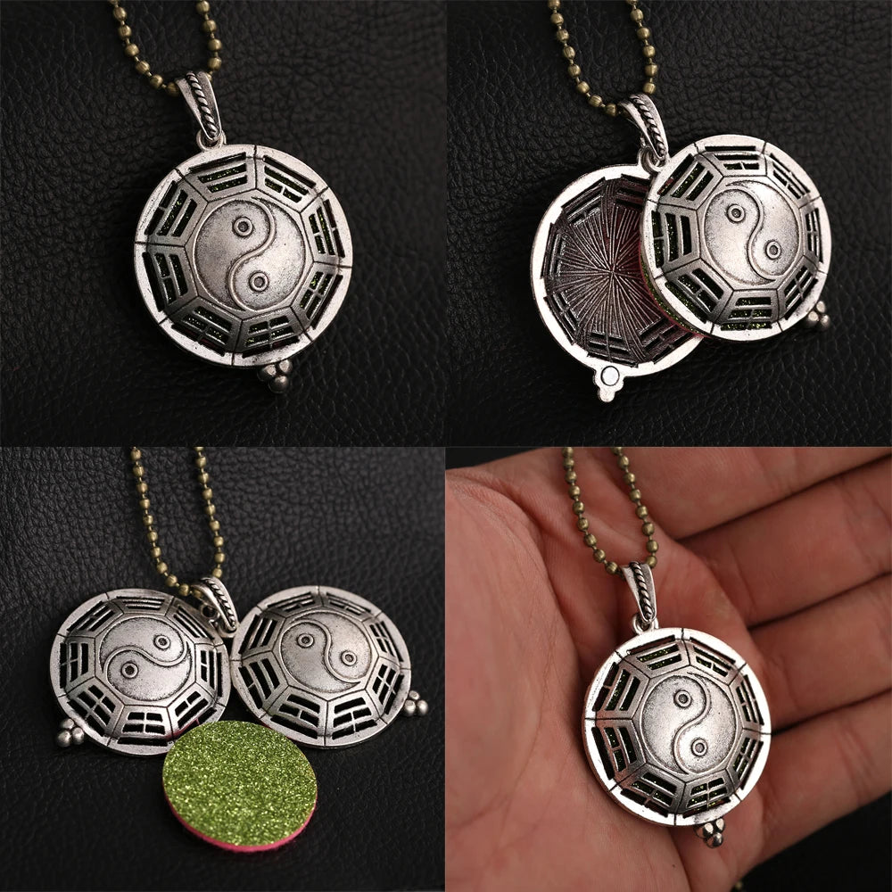 luckacco new aroma kaleidoscope retro necklace antique locket pendant magnetic perfume essential oil diffuser locket aromatherapy jewelry