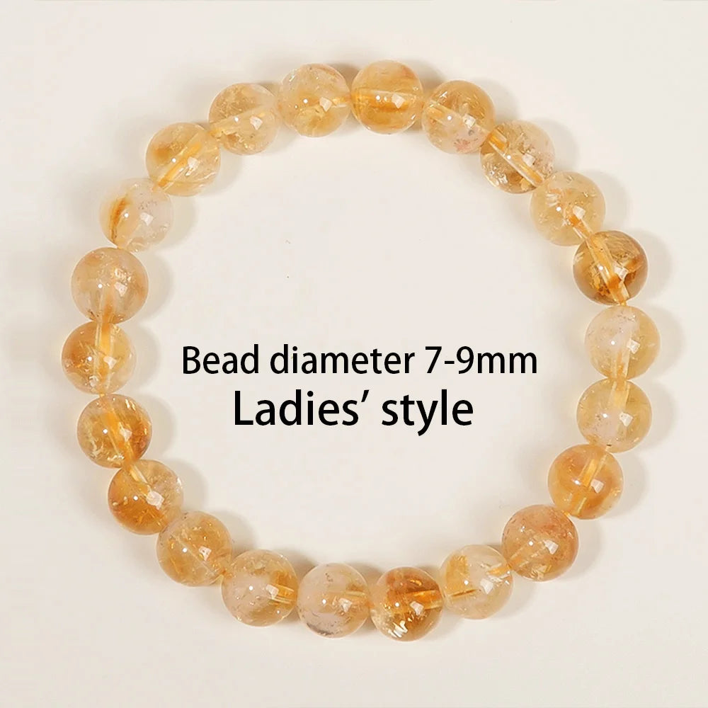 luckacco natural citrine quartz bracelet for wealth luck-reiki healing chakra balancing unisex yellow crystal beads jewelry for men women