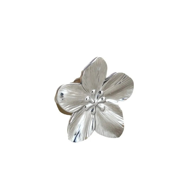 luckacco new gold color flower ring for women simple temperament party fashion trendy charm waterproof jewelry gifts